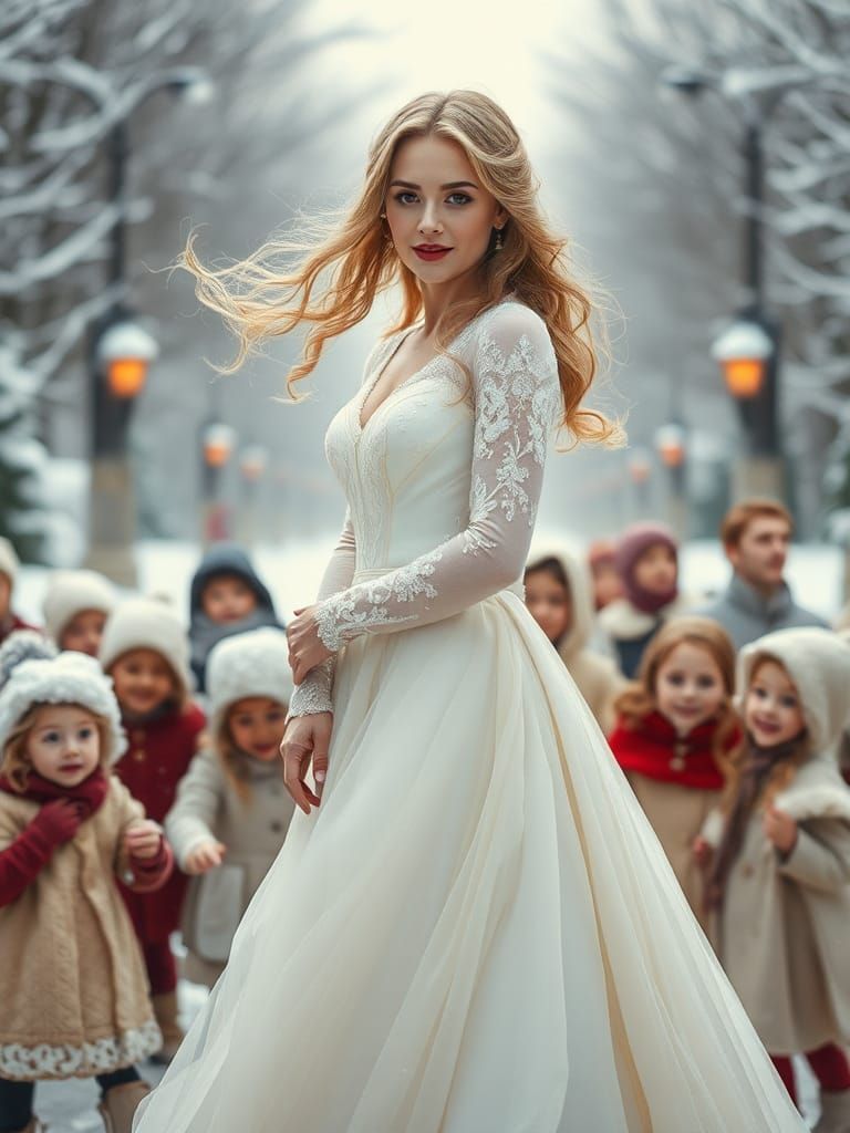 The Snow Queen in a Festive Winter Scene