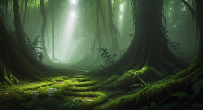 Mystical Rainforest Canopy Digital Matte Painting
