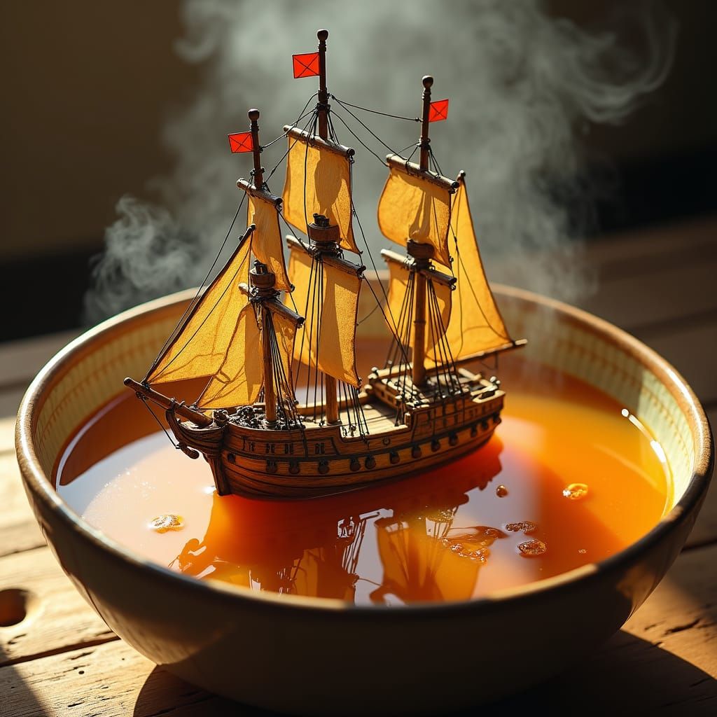 Miniature Tall Ship Navigates French Bouillon