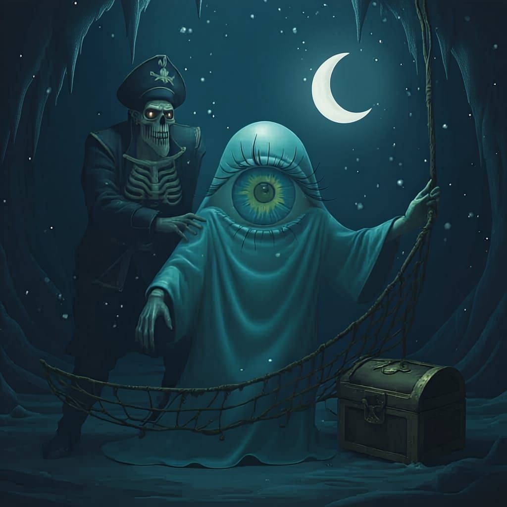 Scared Blue-Green Eye Reflects Ghostly Reach