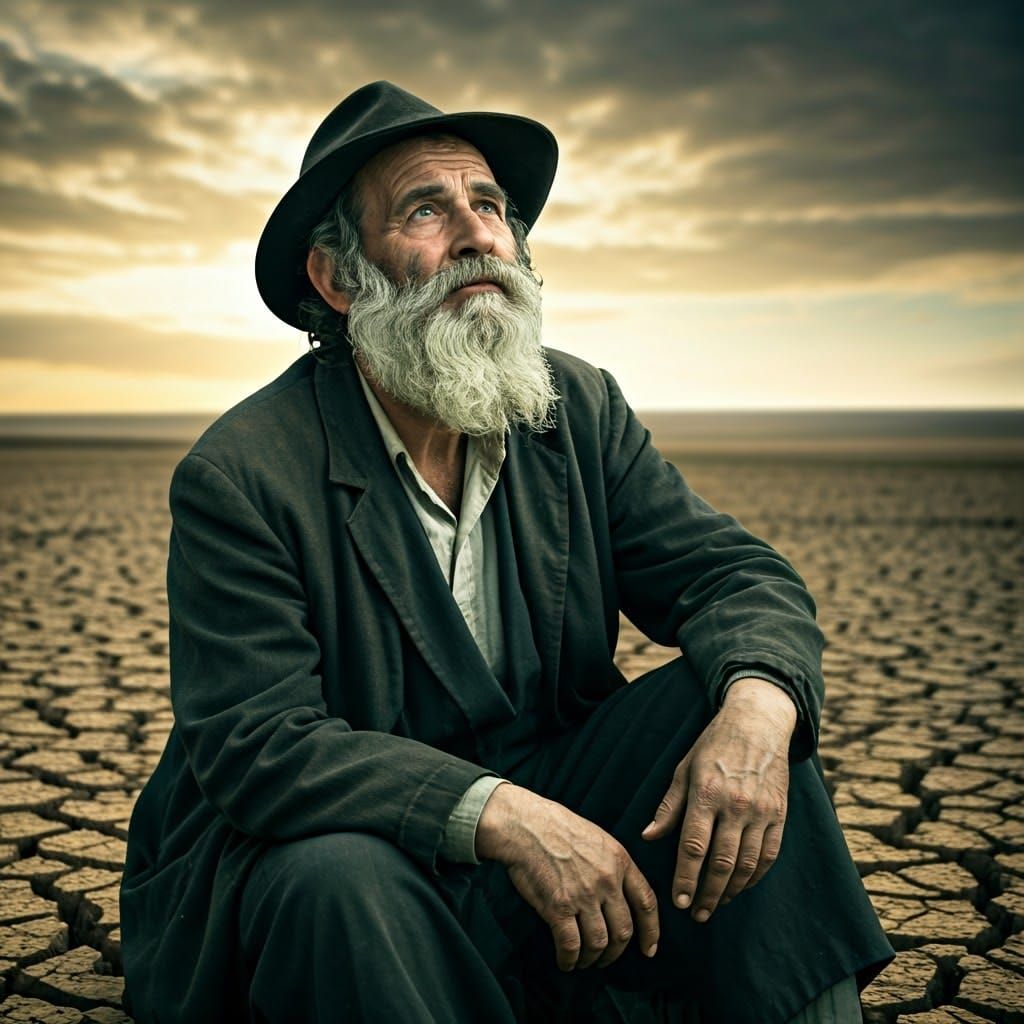 Contemplative Farmer in Cinematic Realism Style
