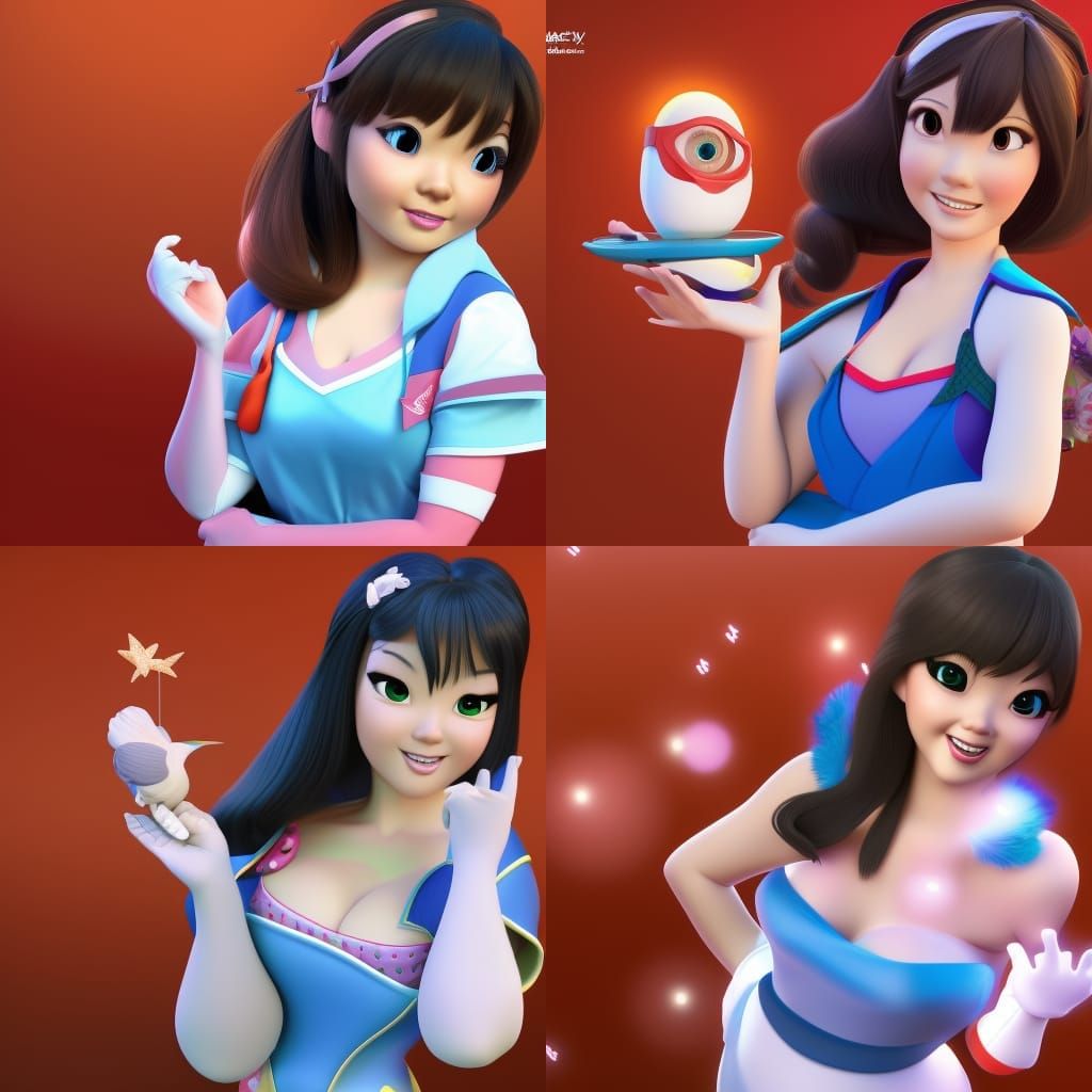 Hitomi Tanaka as Disney Princess: Pixar-Style 3D Art