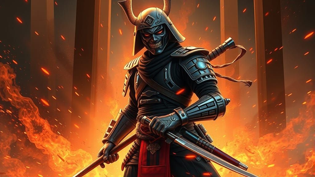 Cyber Samurai in Cyberpunk Style