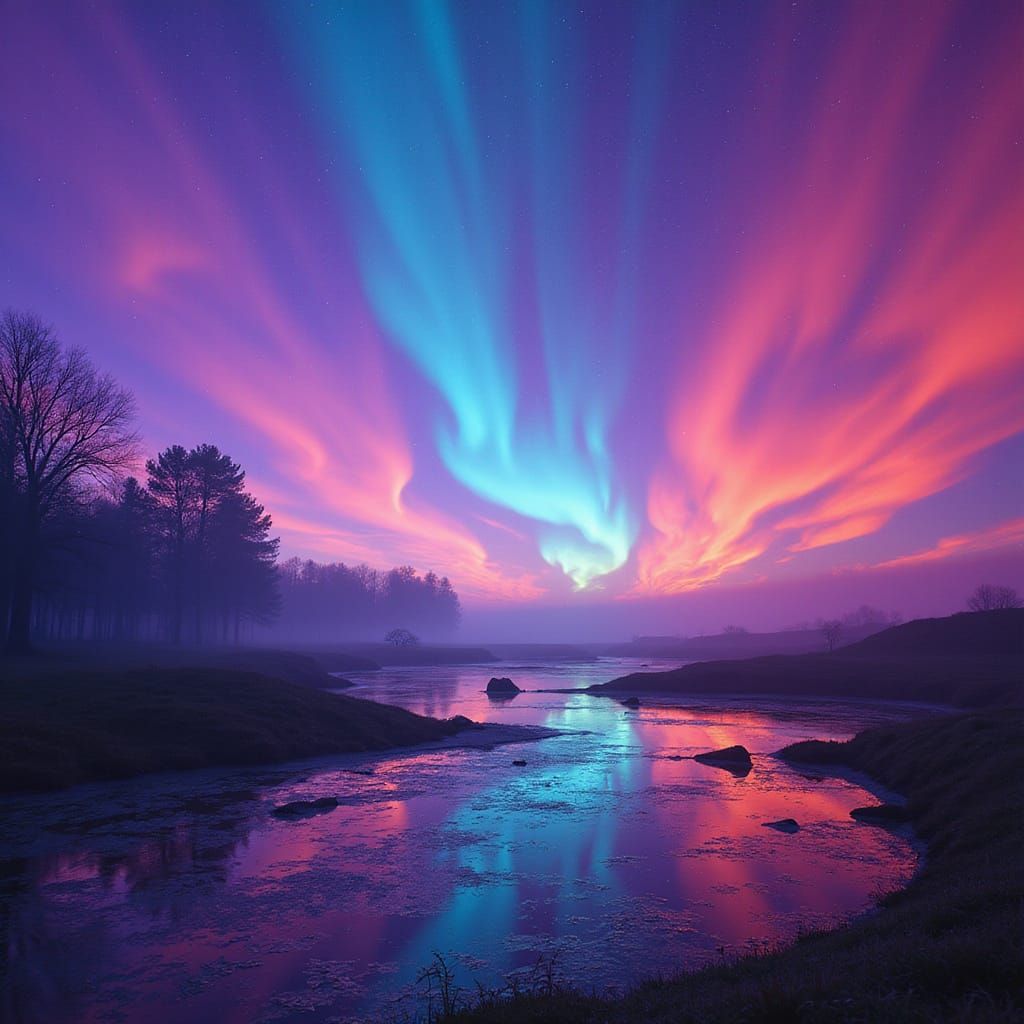 Ethereal Aurora in Neon Futurism