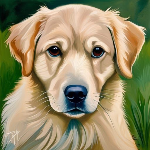 Golden Retriever Puppy in Oil Painting Style
