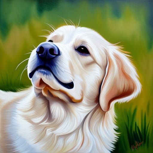 Golden Retriever Puppy: A Beautiful Oil Painting