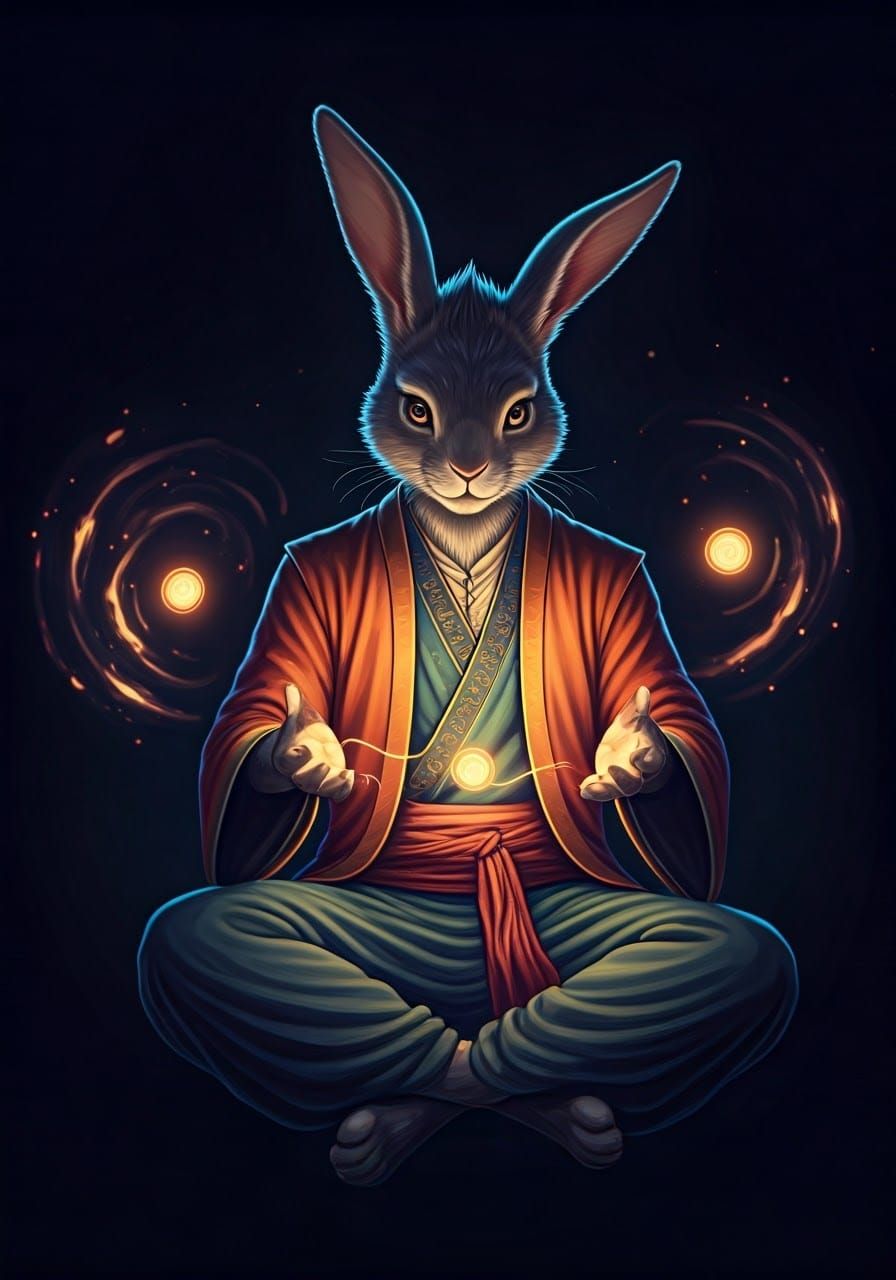 Mystical Rabbit Conjurer Levitates Rope in Southeast Asian A...