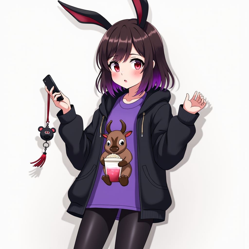 Anime Girl with Dragon Horns in Manga Style