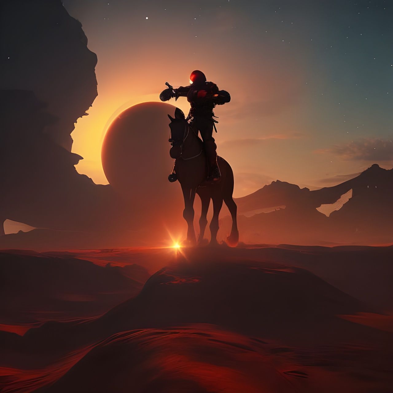 Cowboys on Mars in Frazetta Style