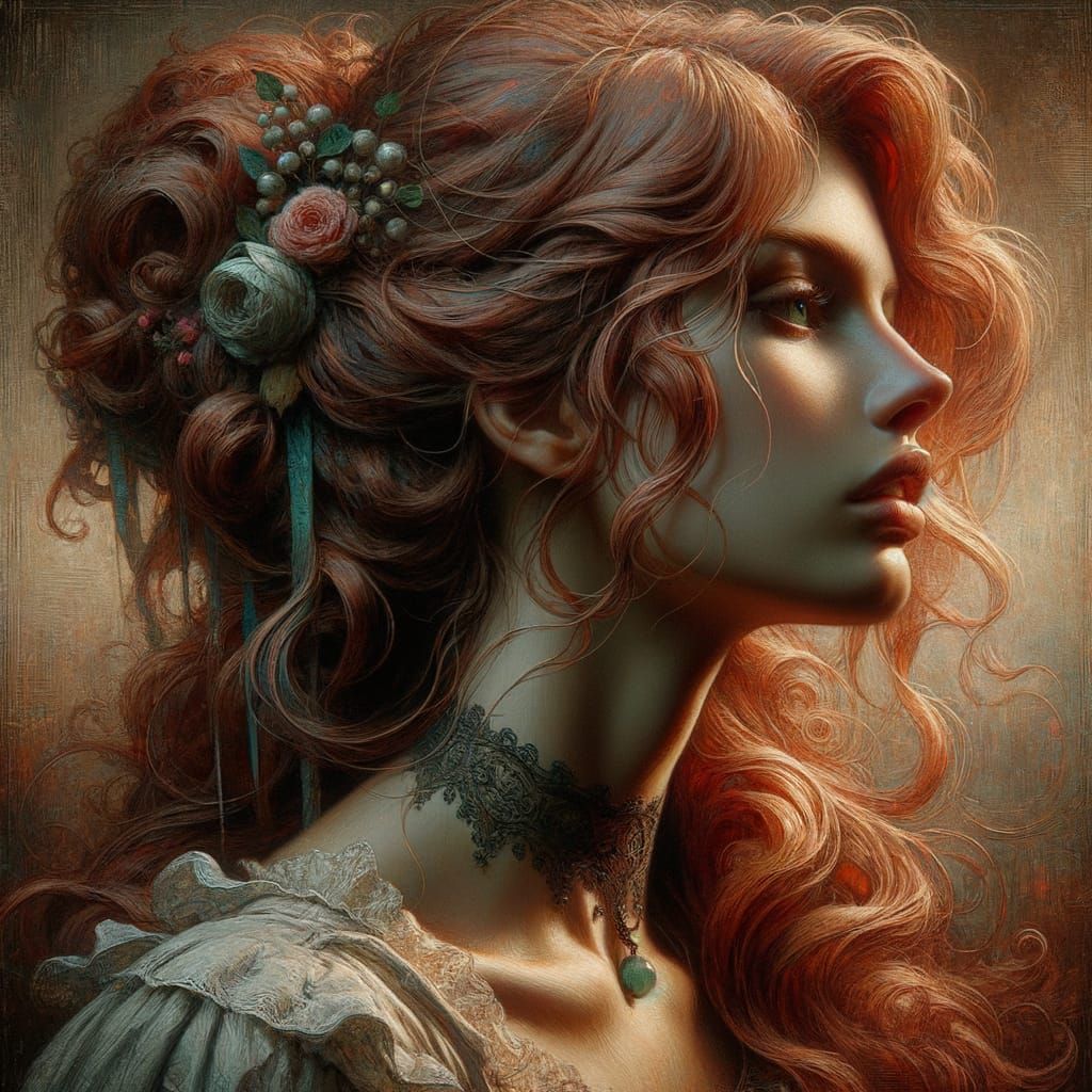 Romanticized Woman in 19th-Century Artistic Style