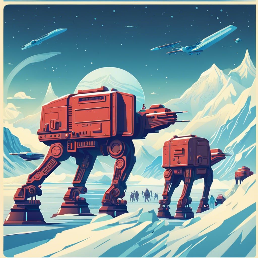 Hoth Travel Poster in Retro Vector Style