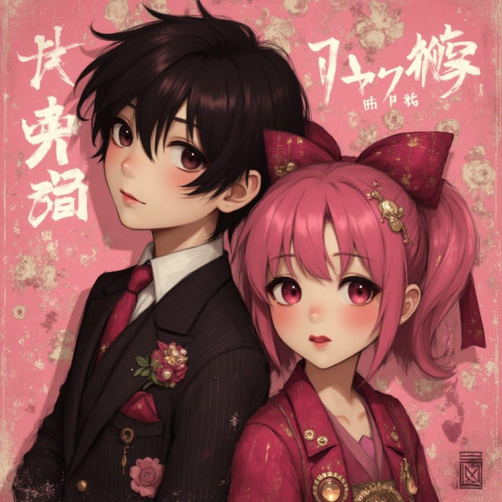 Sakura Blossoms in Art Nouveau Style