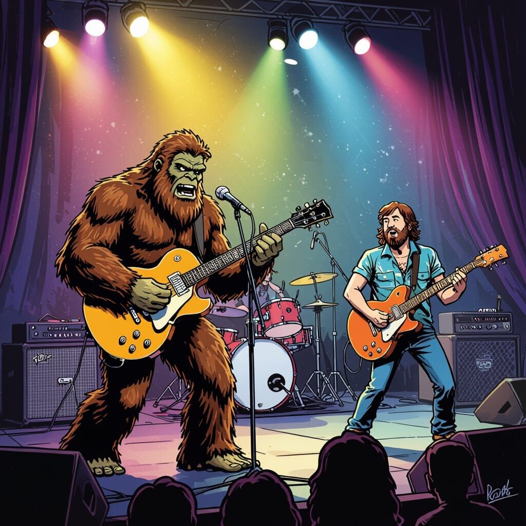 Bigfoot Rocks the Stage: Comic Book Art