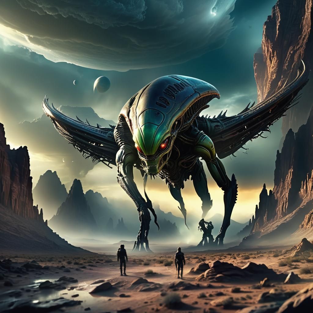 Dramatic Alien Encounter in Southwest Digital Painting