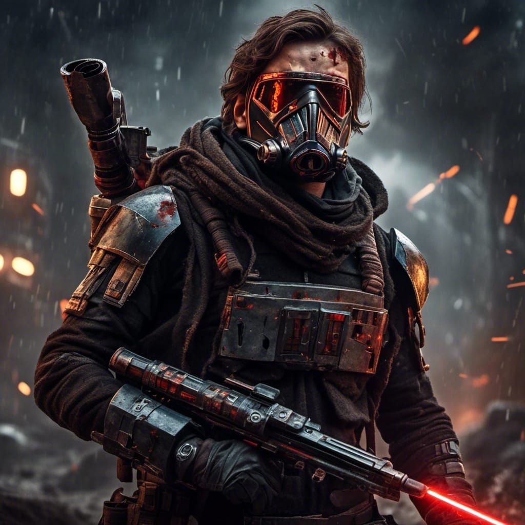 Star Wars Bounty Hunter with Lightsaber, Digital Art