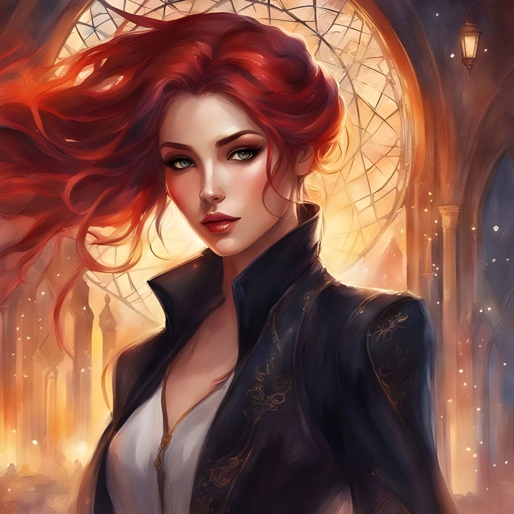 Dark Gothic Muslim Girl Portrait in Watercolor Style