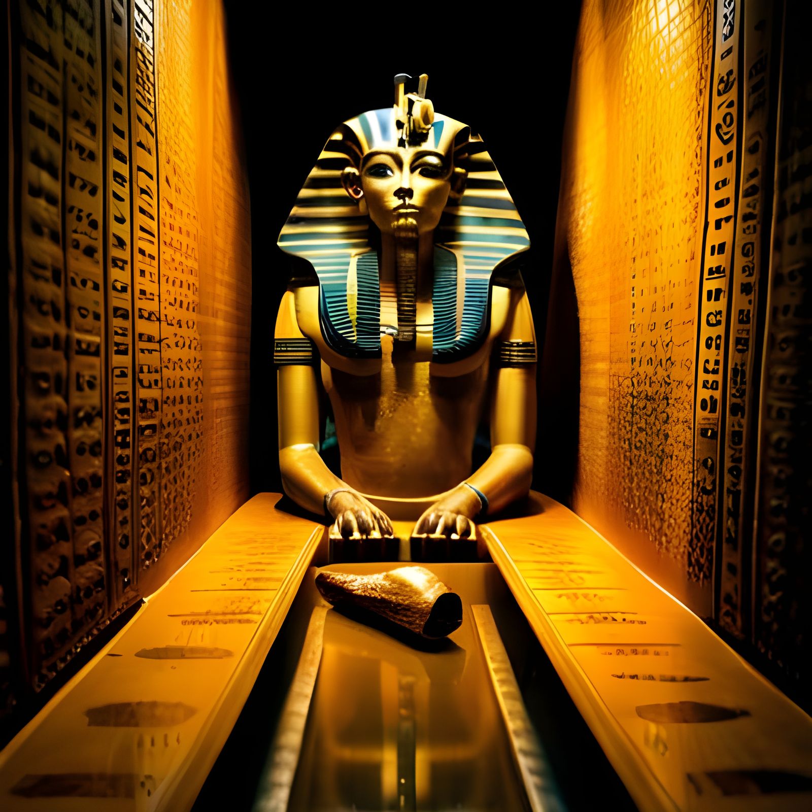 King Tut's Pyramid Chamber: Mummified Remains