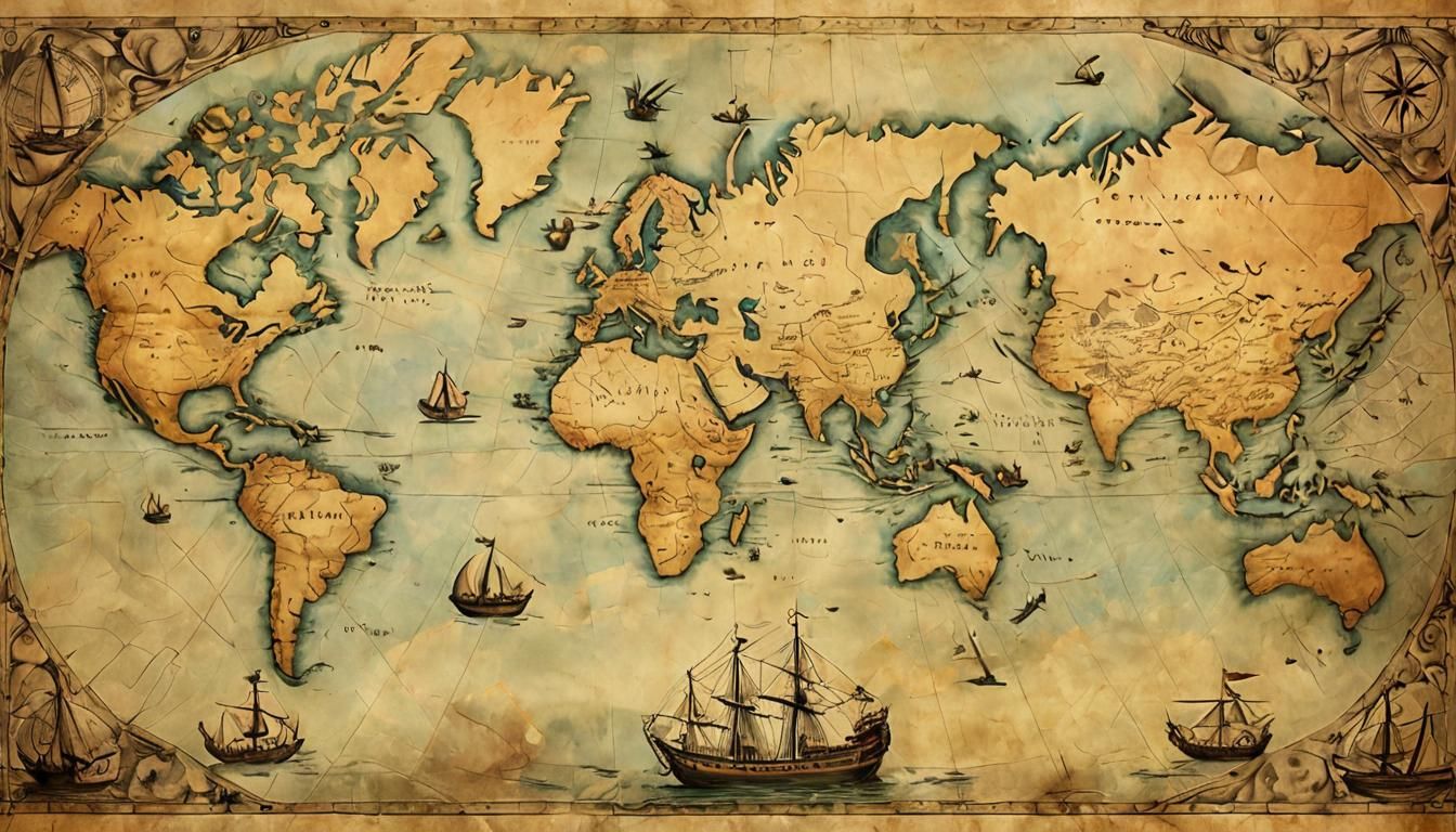 Antique Map of Island Trade Routes
