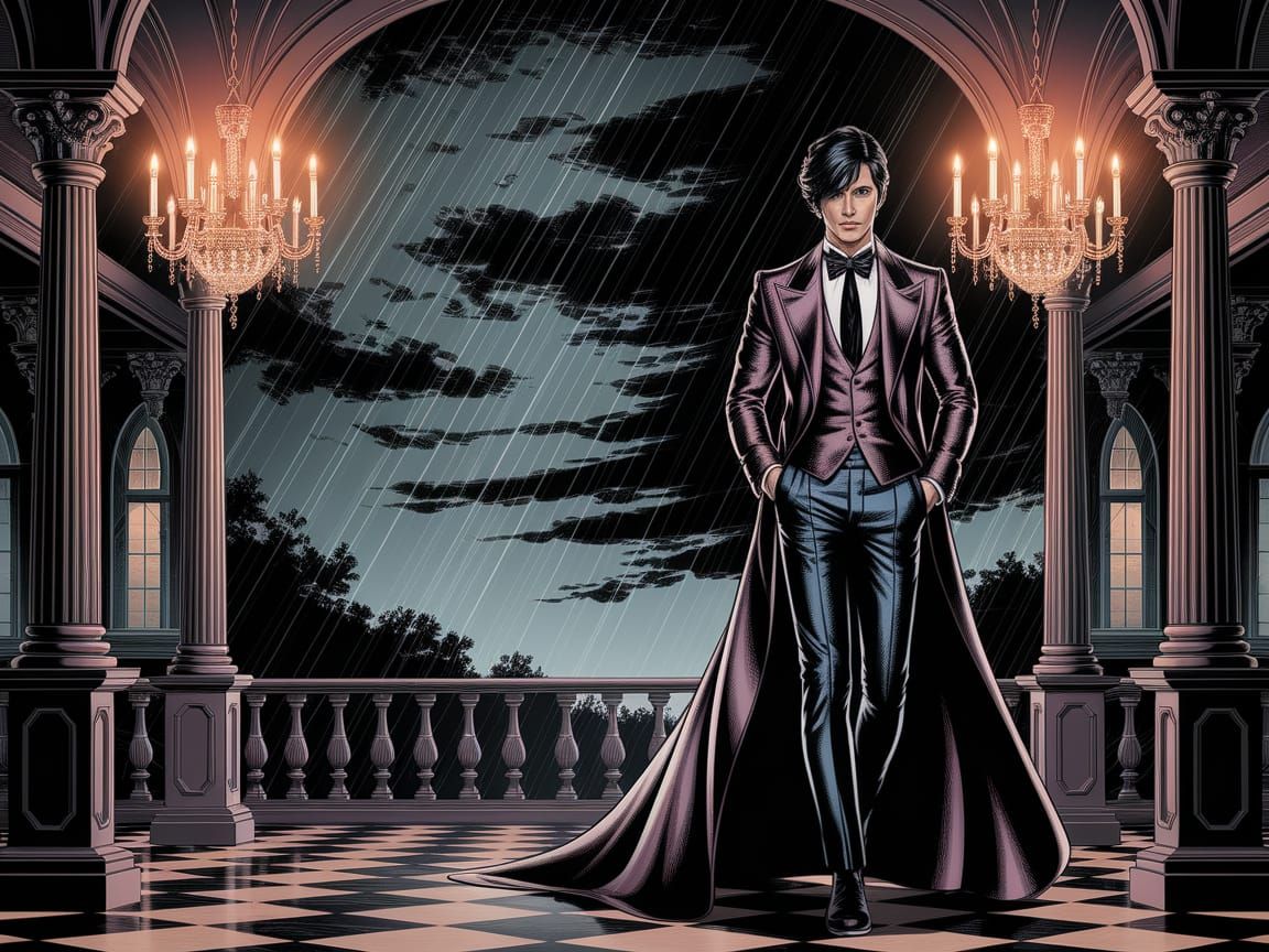 Darkly Elegant Gothic Fashion Model in Haute Couture