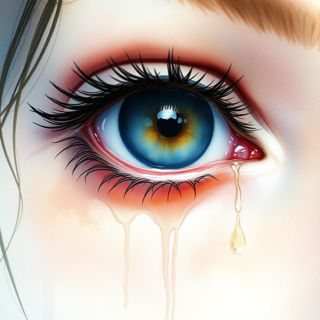 Tearful Eye in Dreamy Watercolor Style