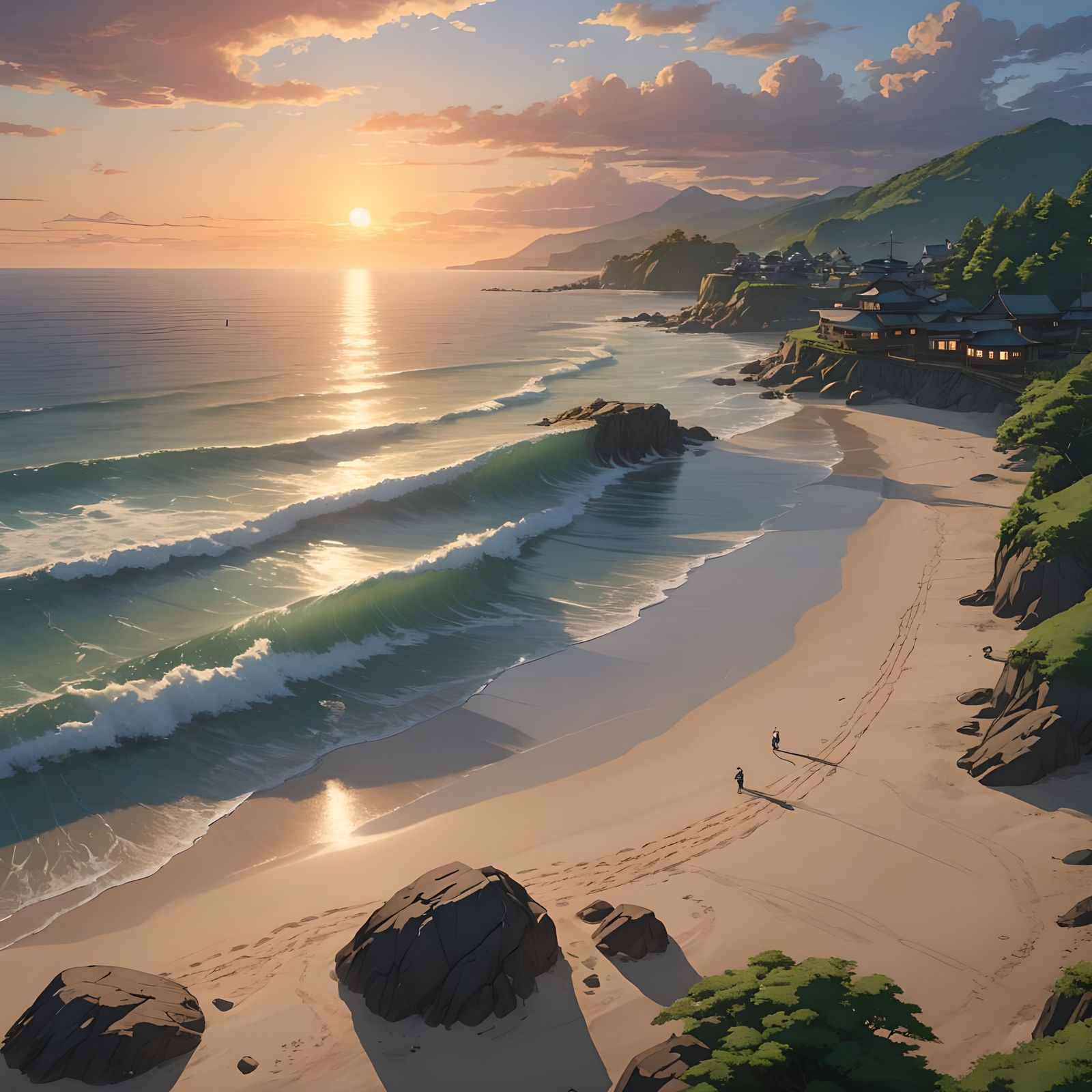 Late Sunset in costal Hokkaido