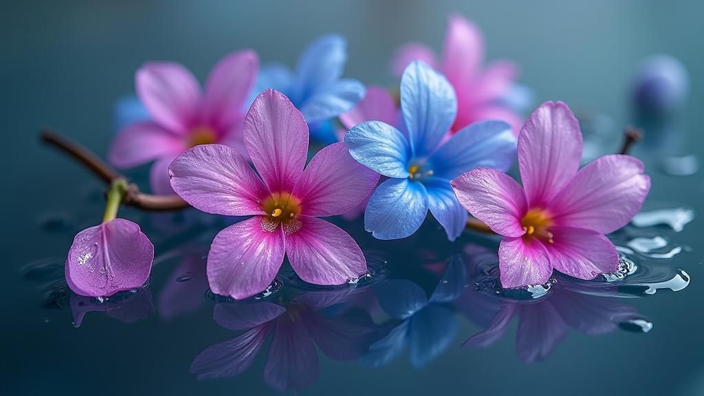 Wet Flowers with Colorful Petals
