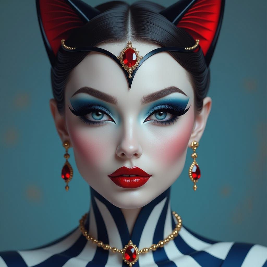 Mysterious Woman with Intricate Face Paint Portrait