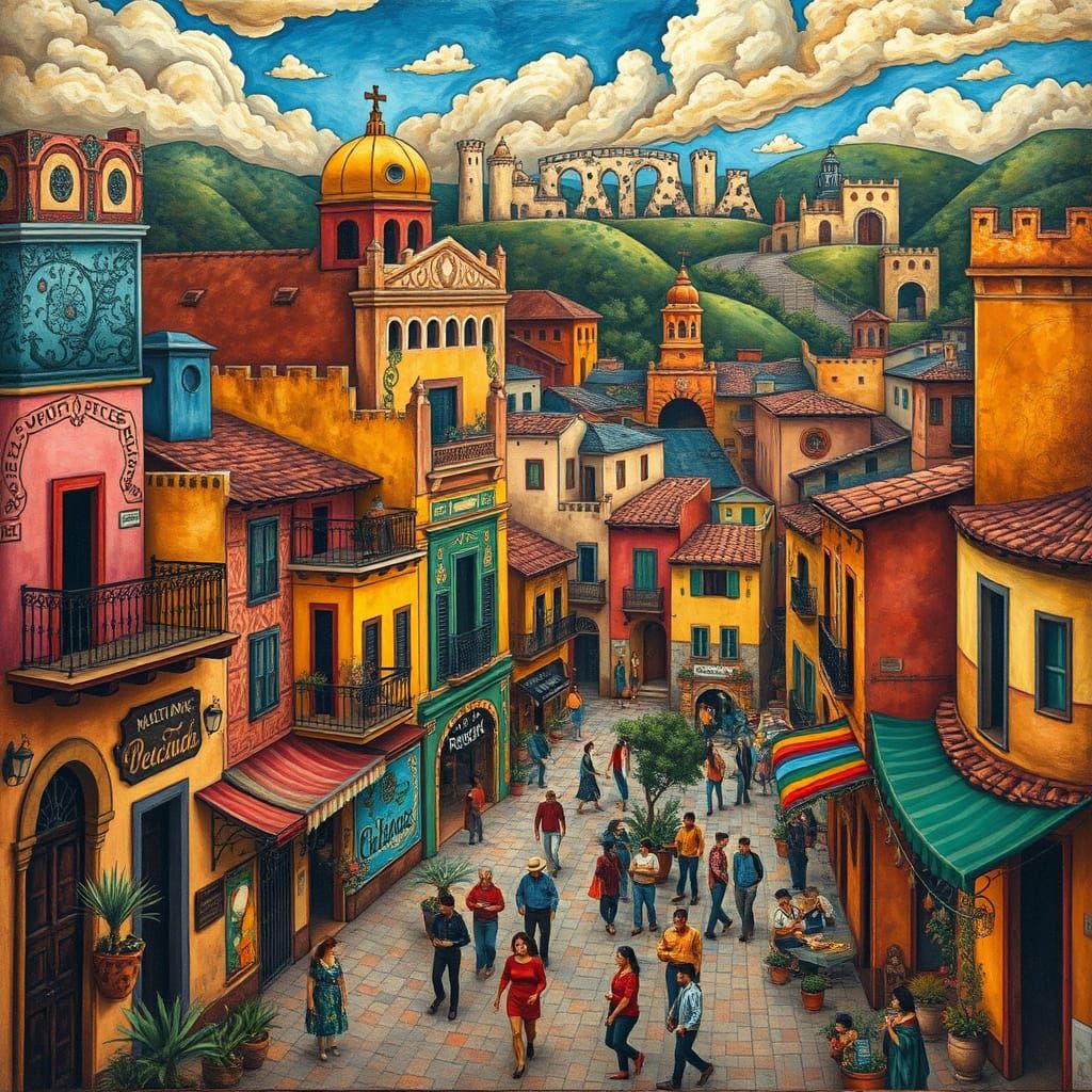 Colorful Mexican Town Inspired by Muralism