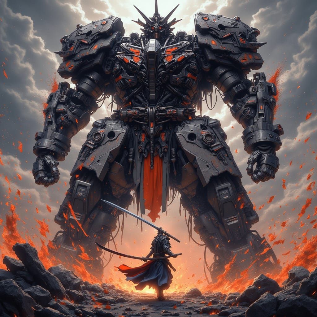 Ancient Warrior Battles Giant Mecha in Epic Showdown