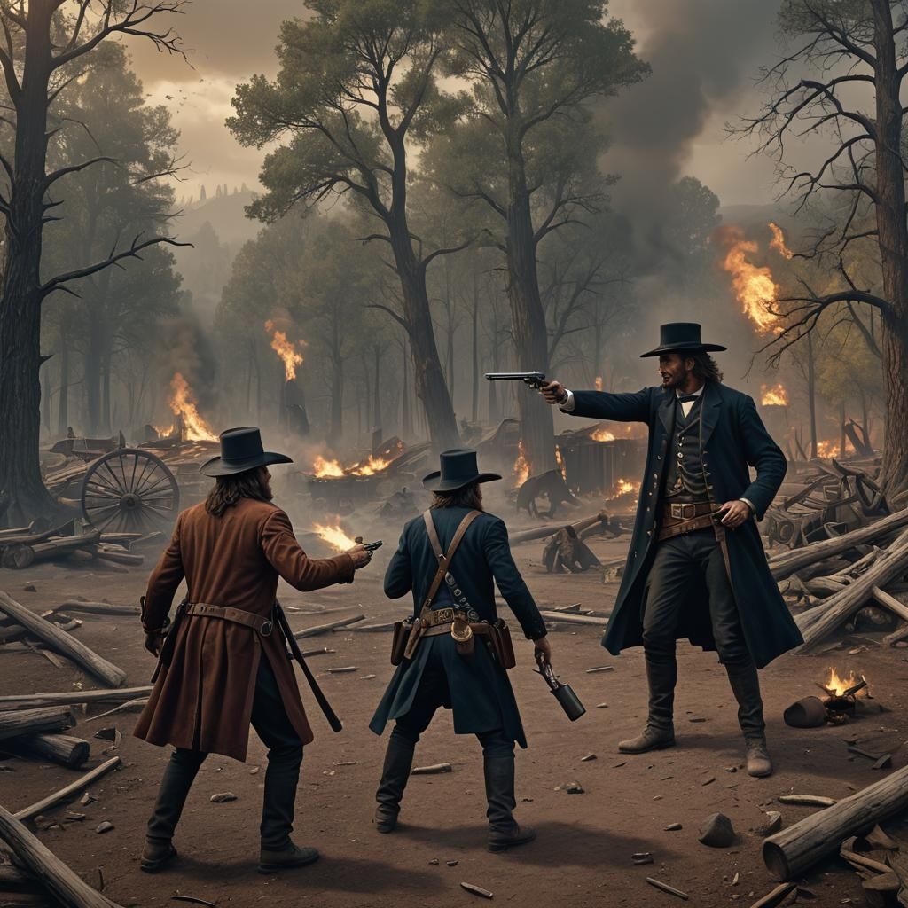 Wild Bill Hickok and Davis Tutt Duel: Detailed Matte Paintin...