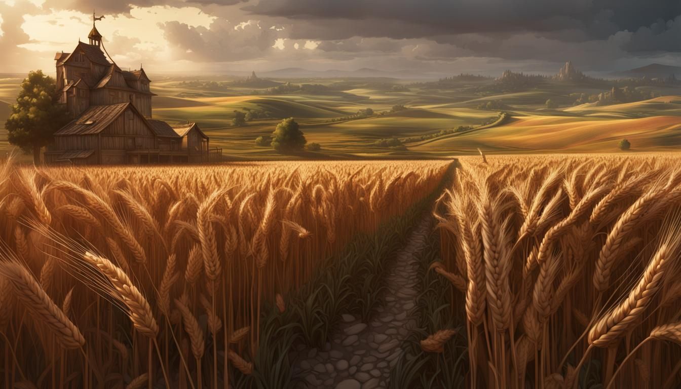 Epic Wheat Fields, Dark Fantasy Concept Art