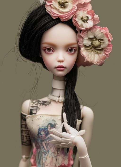 Gothic Porcelain Doll Portrait in Artgerm Style