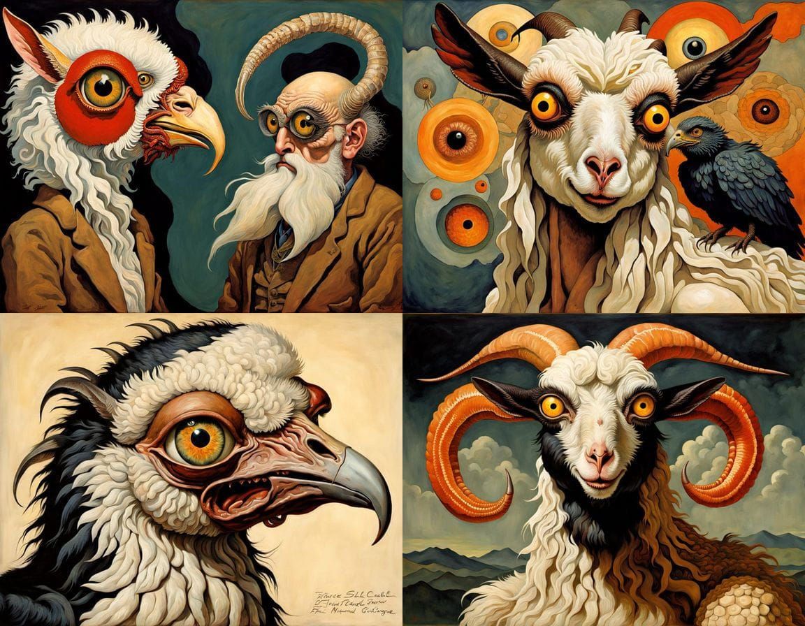 Surreal Mutant Creature with Animal Features in Egon Schiele...