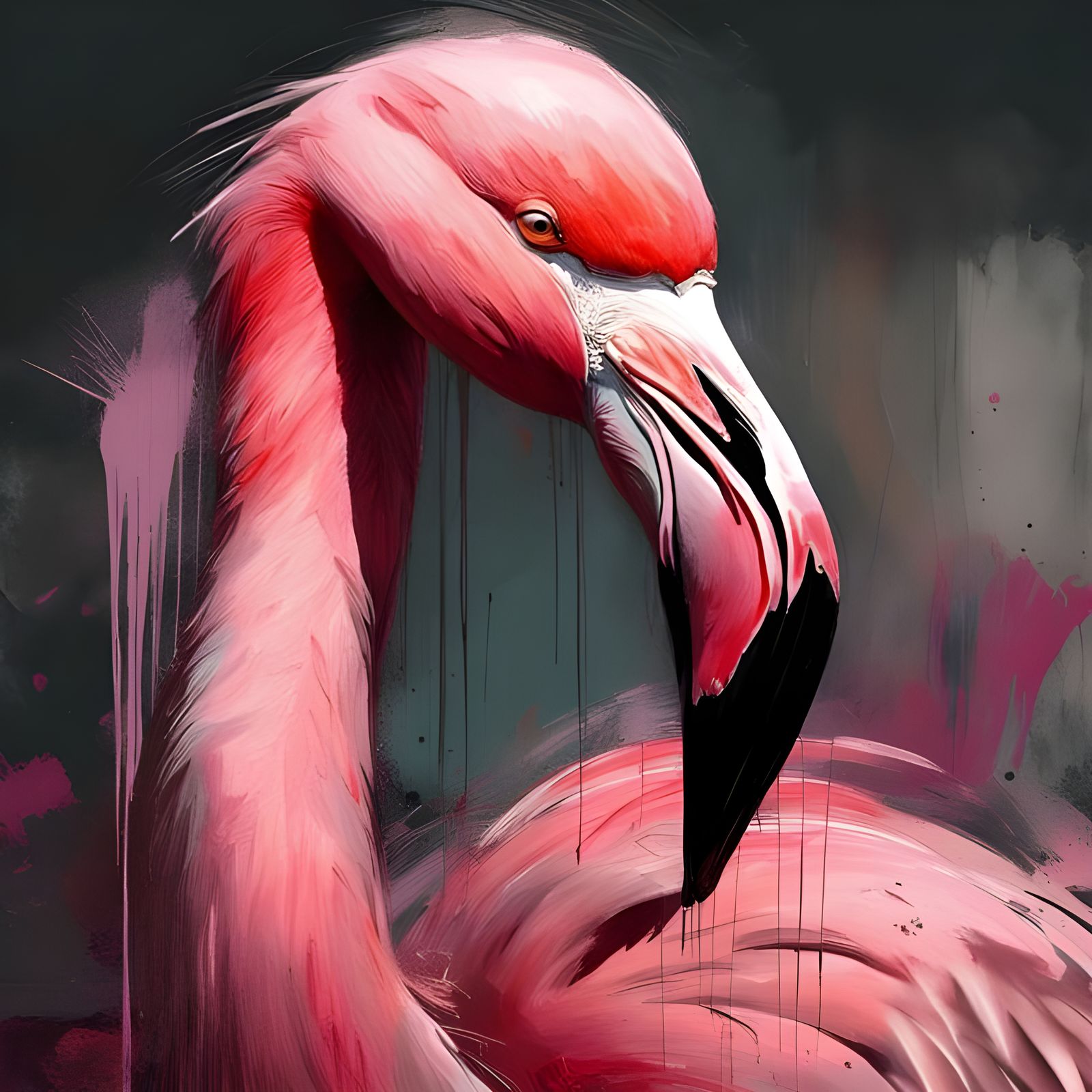 Colorful Flamingo Portrait in a Digital Art Style
