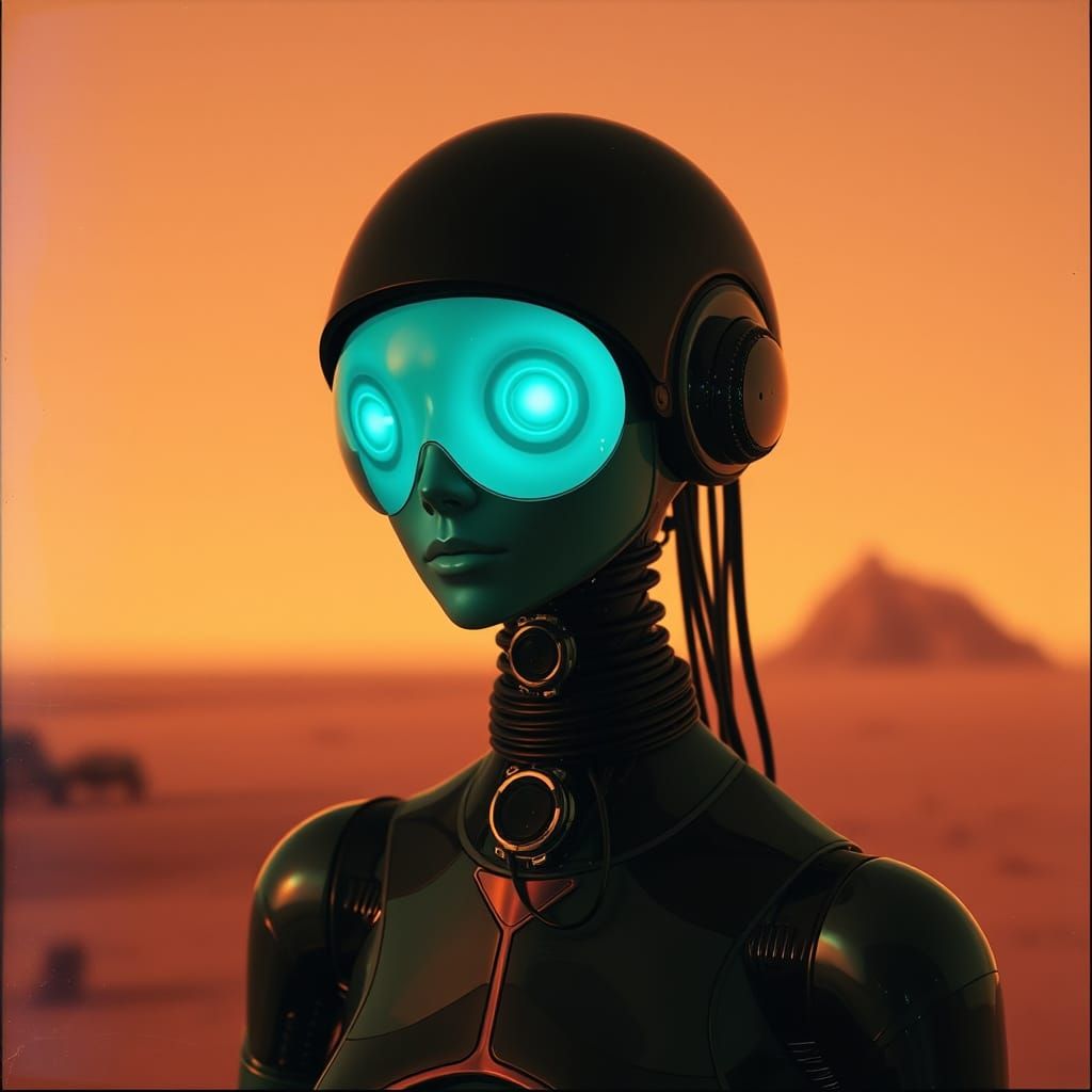 Android Abandoned on Mars in Shimmering Collage