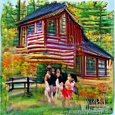 Impressionistic Portrait of Maine Cabin in August