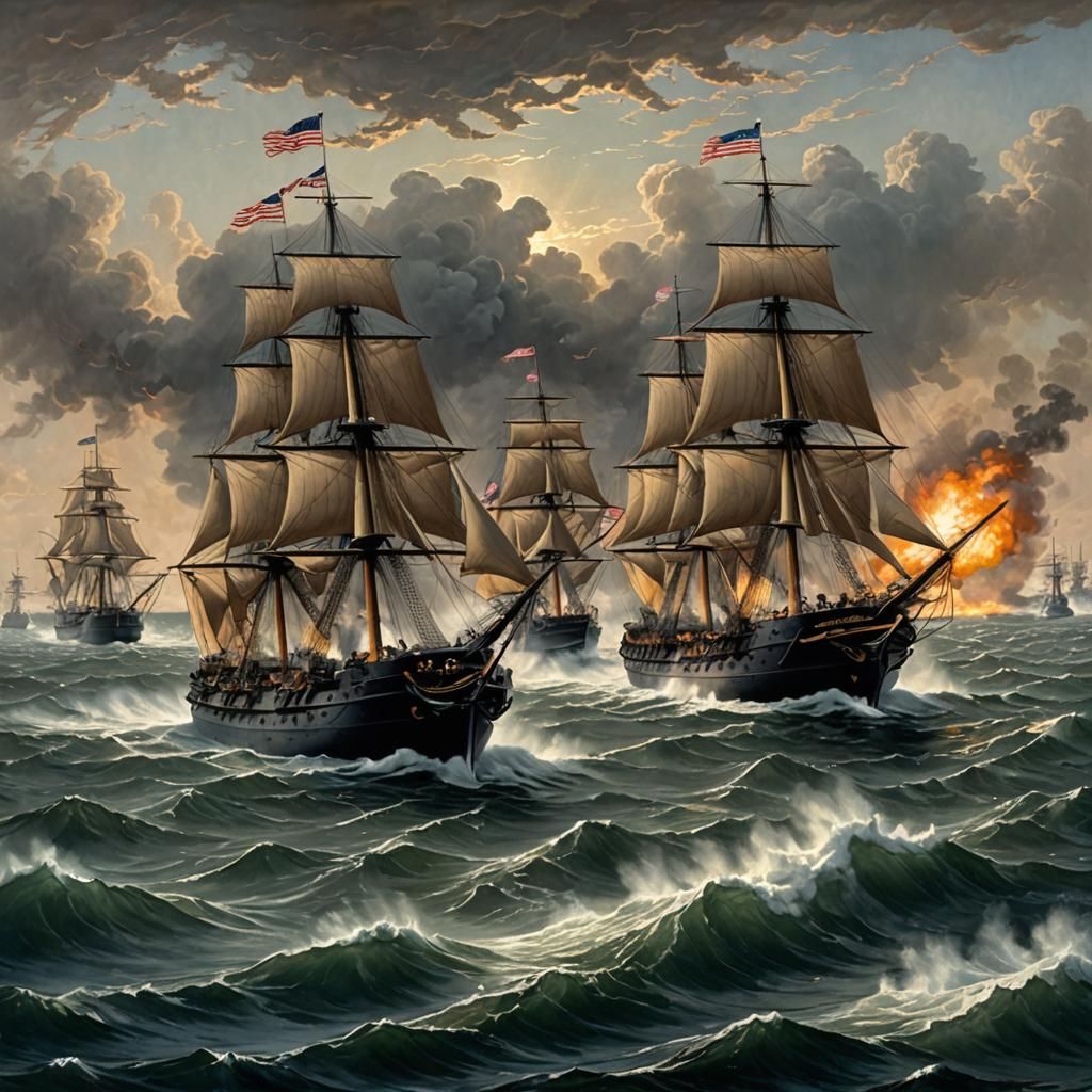 American Civil War Ironclad Warships Battle at Sea