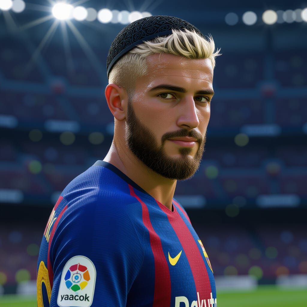 Handsome Barcelona Player With Kippah and Peyot