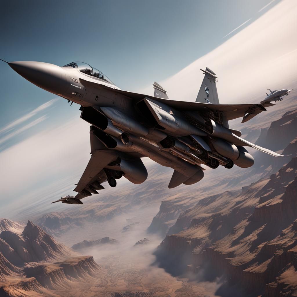 Fighter Jets: Detailed Matte Painting in Deep Color