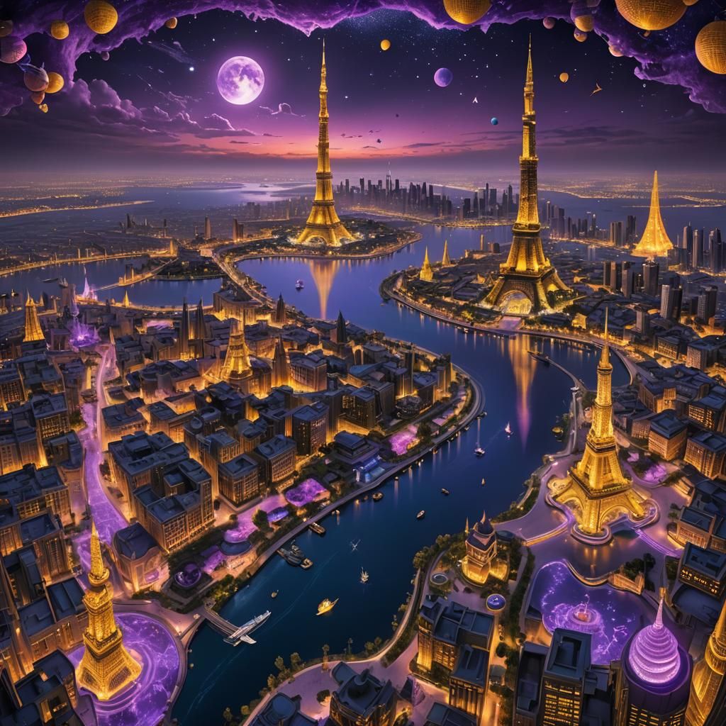 Surreal Metropolis Concept Art in Dark Fantasy Style