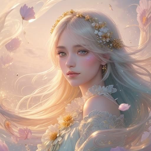 Girl Running into Dream Sphere: Whimsical Illustration