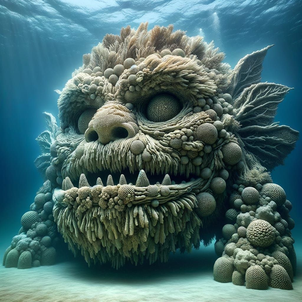 Gigantic Coral Monster Head Underwater Sculpture