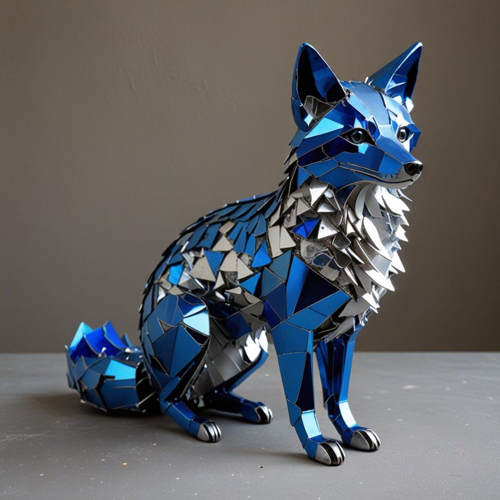 Blue Metal and Glass Fragment Fox