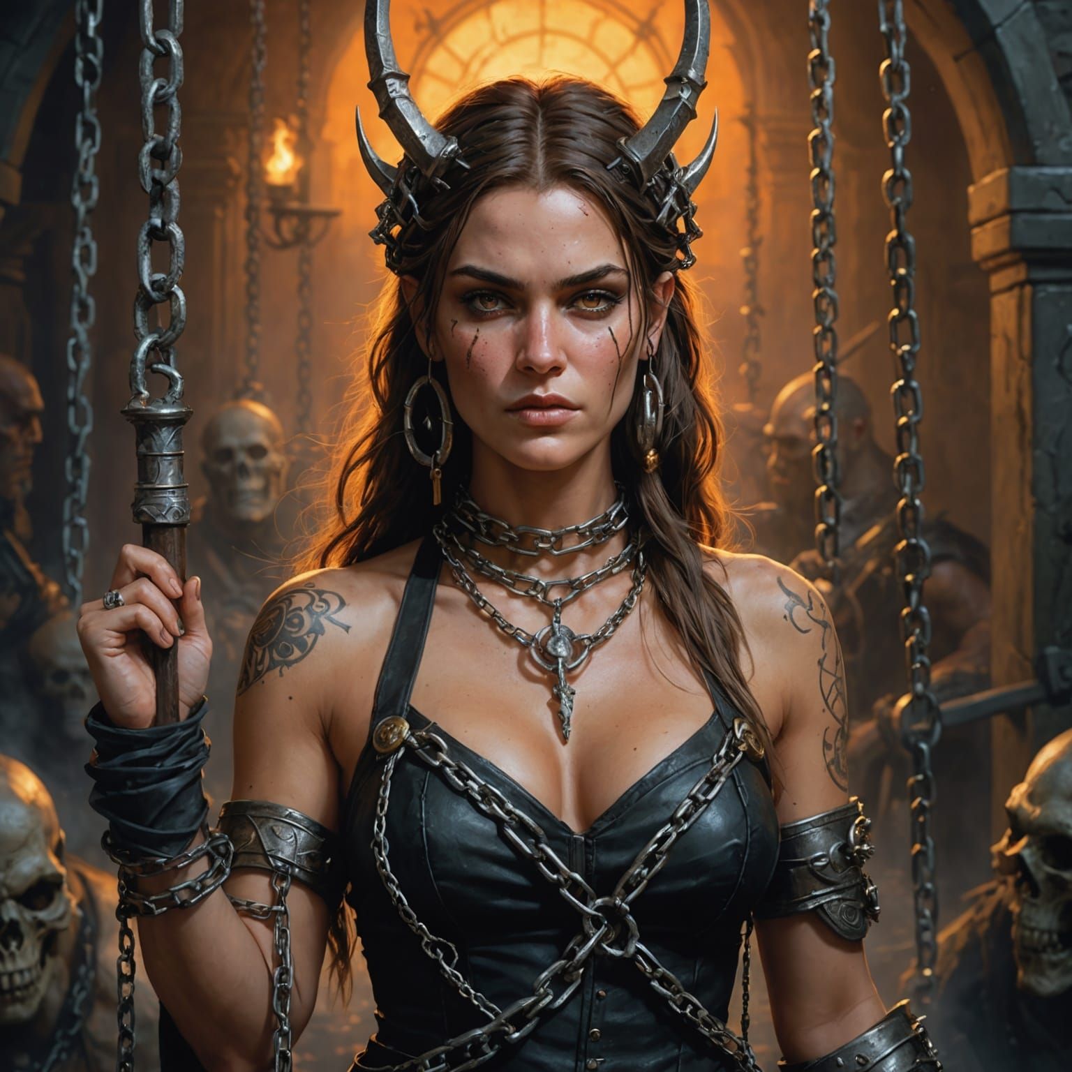 Chained Necromancer Barbarian: Epic Concept Art