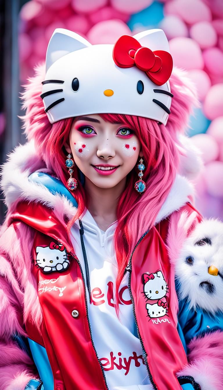 Hyperrealistic Cosplay of Hello Kitty Teenage Girl