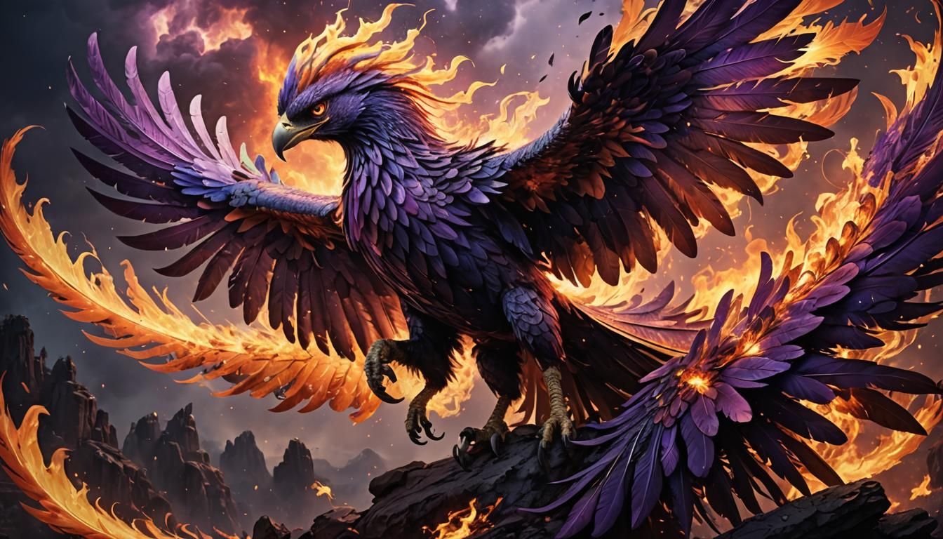 Titan Phoenix in Cool Colors Digital Painting