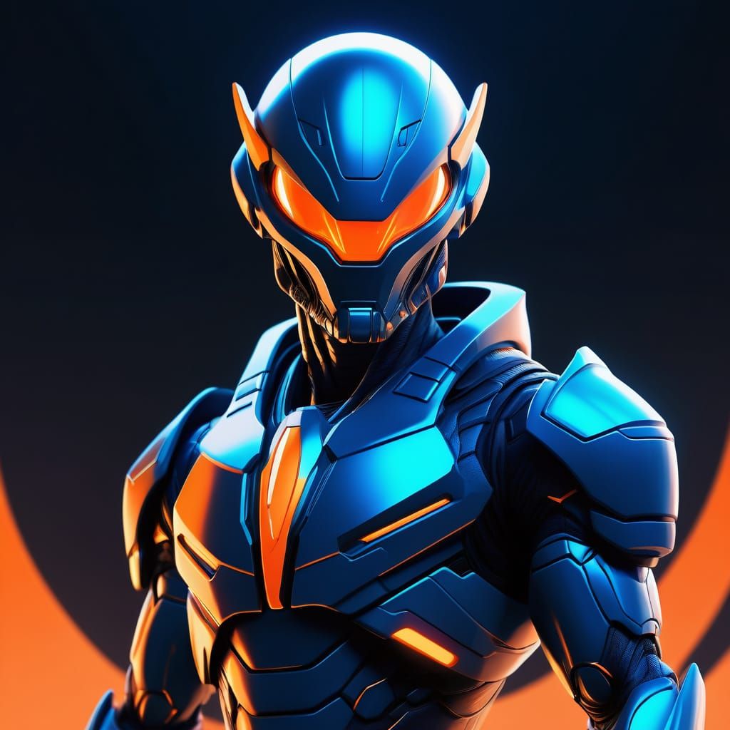 Cyberpunk Anime Warrior in Futuristic Armor