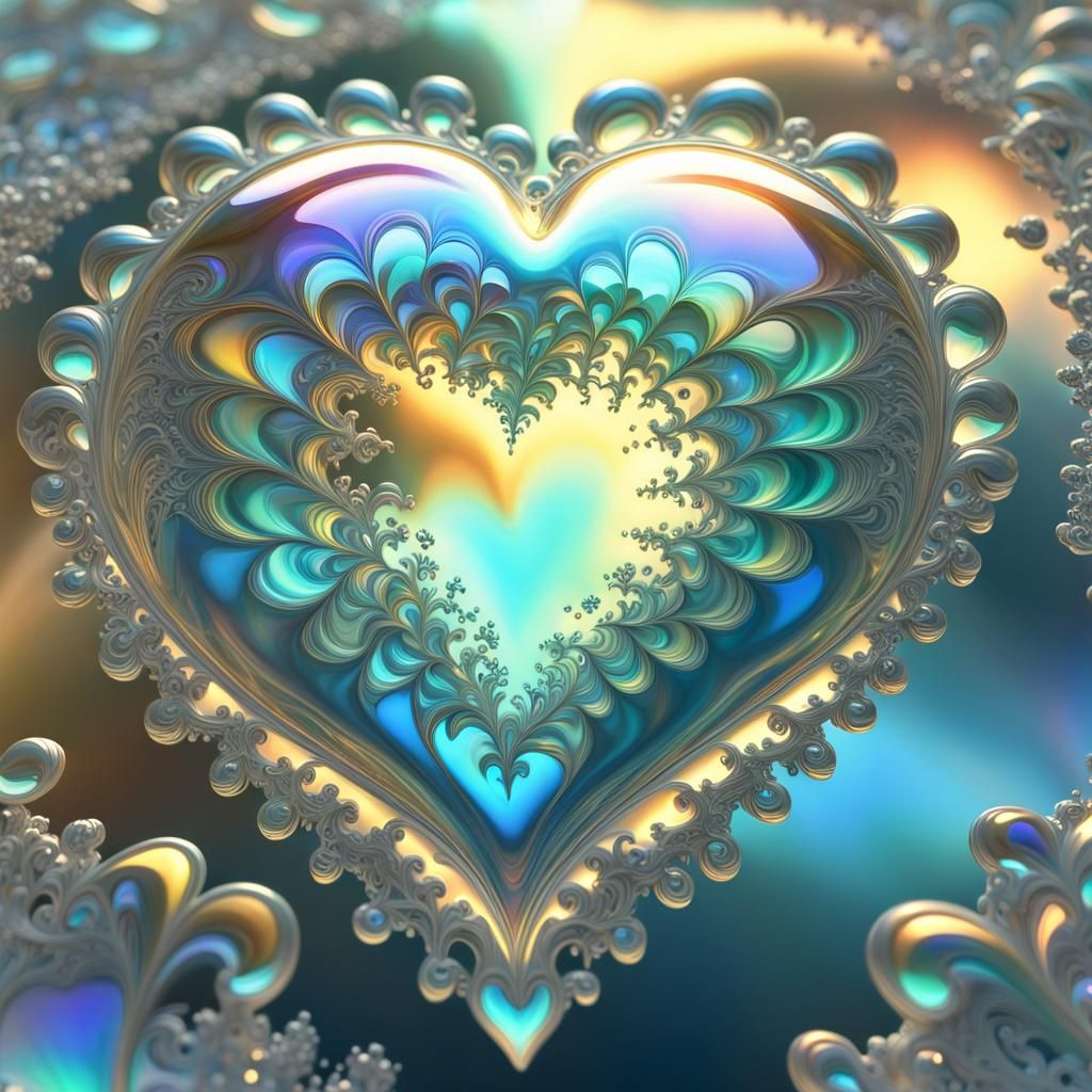 Opalescent Liquid Heart in Dreamy Light