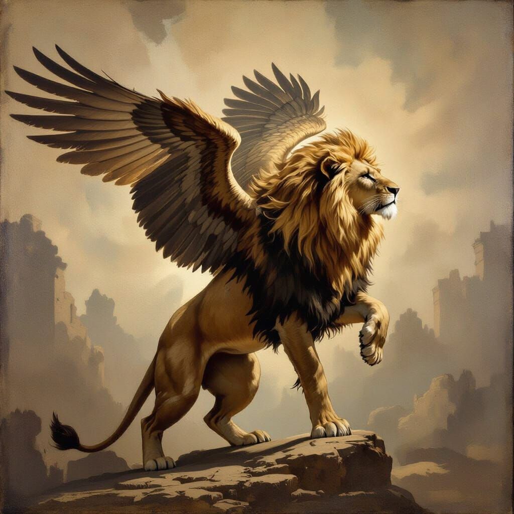 Renaissance Vision: Lion with Eagle Wings