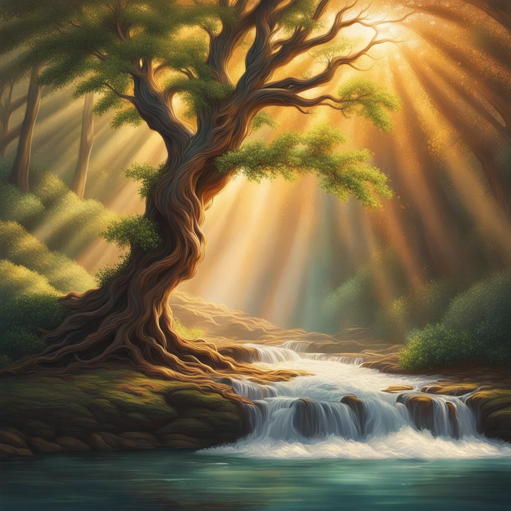 Allow nature's peace to flow into you as sunshine flows into tree